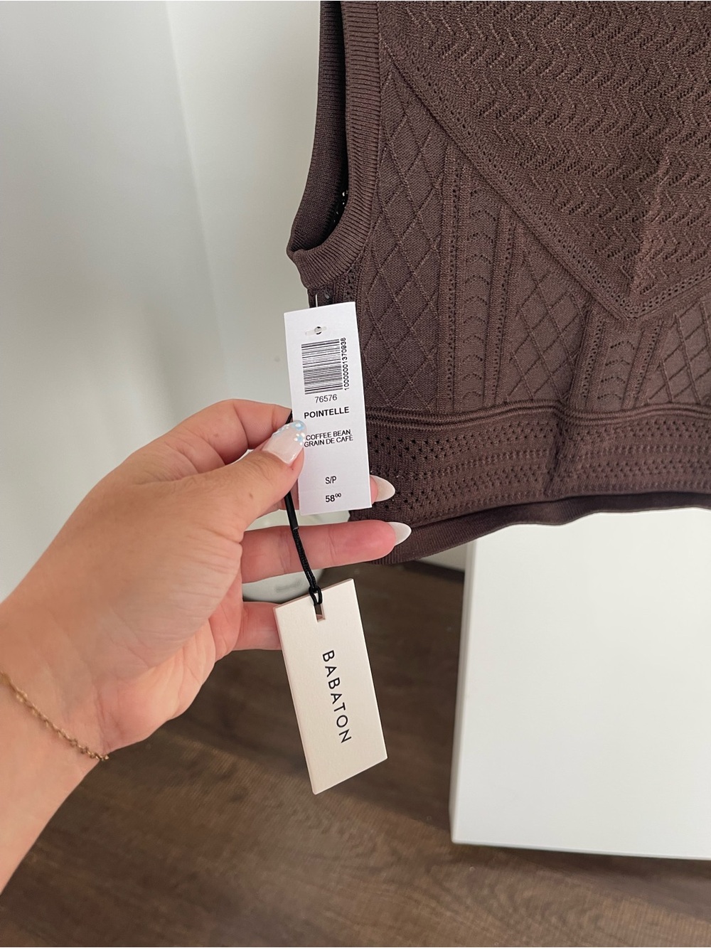 Babaton Chocolate Brown Textured Knit Crop Top - Picture 3 of 5